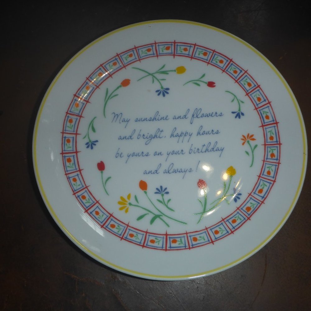 Small Fine Porcelain Decorative Plate Lasting Memories Birthday Made in Japan